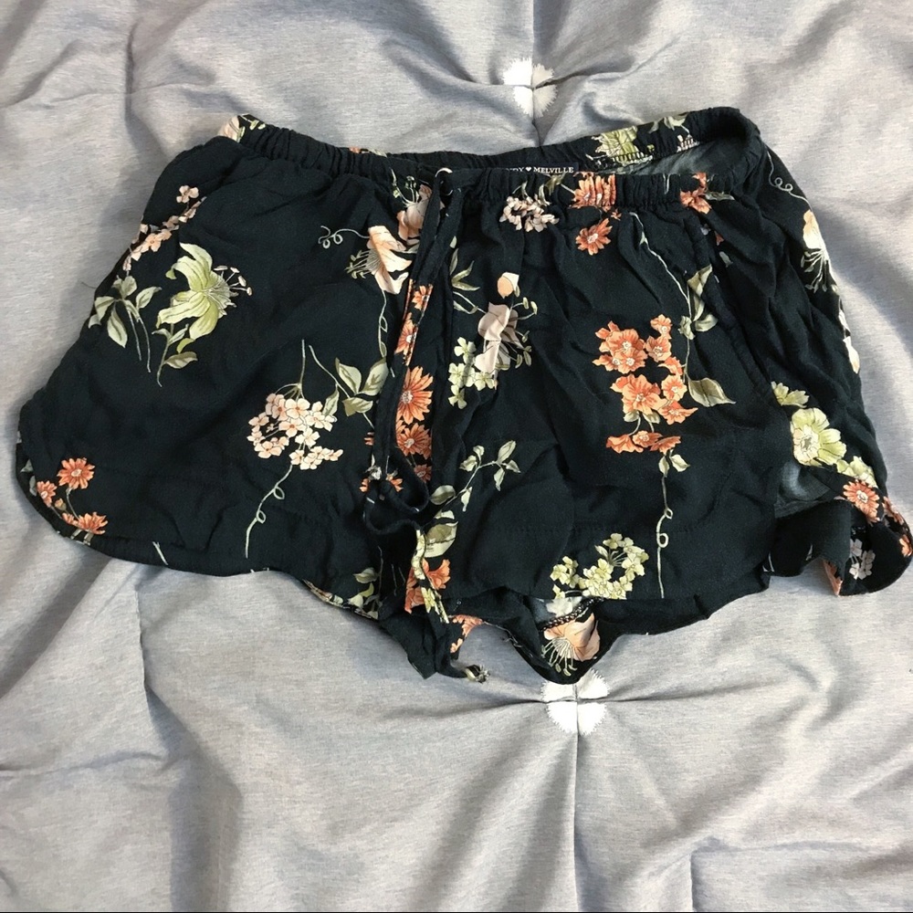 Brandy Melville black floral shorts